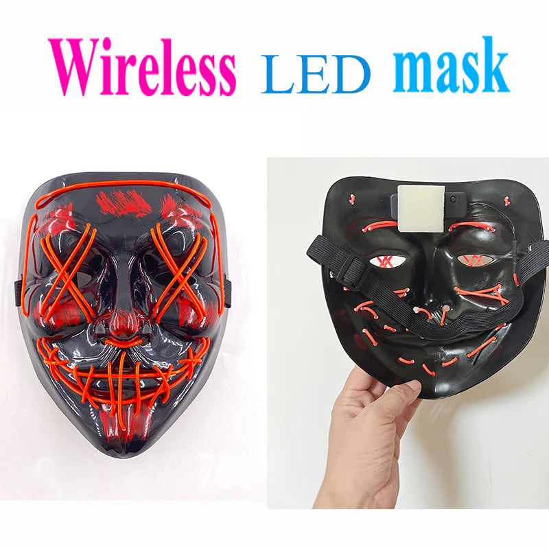 Multi Style Glowing LED Purge Mask Professional Wireless Luminous Party Mask Flashing Decorative Headgear Masker For Halloween
