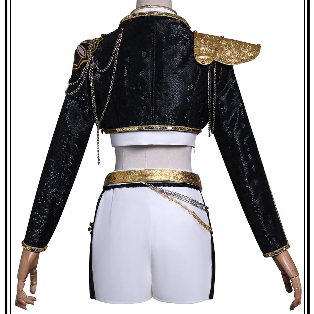 Rumi Zoey Mira Cosplay Clothes KPop Demon Hunters Cosplay Costume Black Golden Suit Halloween Huntrix Role Playing Outfit