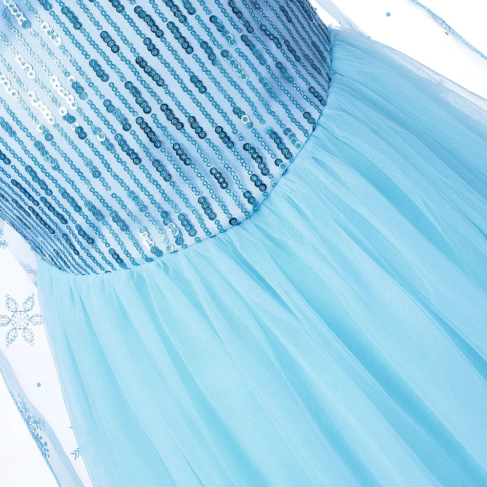 Elsa Girls Dress Frozan Cosplay Costume Princess Dresses Queen Snow Queen Wedding Luxurious With Cloak Carnival Gown Dresses Up