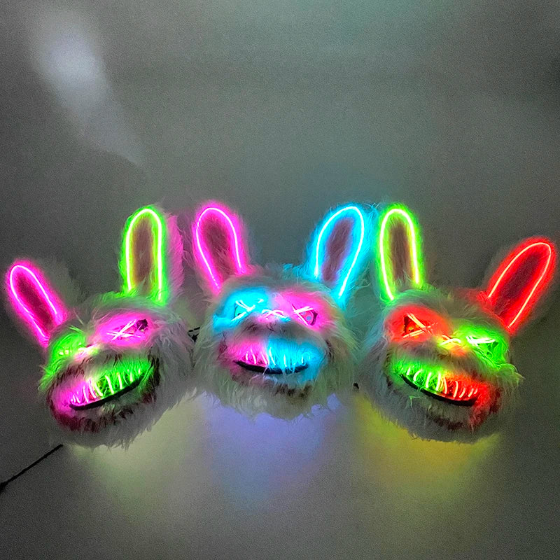 Halloween Light Up Horror Mask Glowing Bloody Bear Killer Mask Flashing Neon Scary Bear Mask for cosplay killer mask Decoration