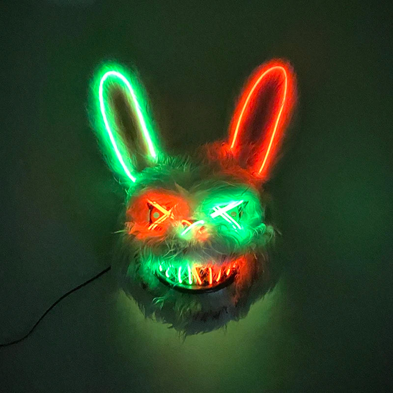 Halloween Light Up Horror Mask Glowing Bloody Bear Killer Mask Flashing Neon Scary Bear Mask for cosplay killer mask Decoration