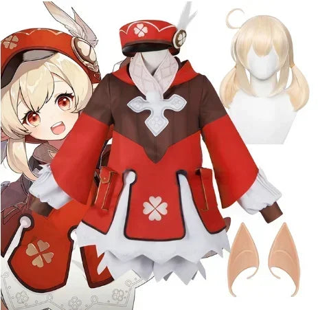 Klee Cosplay Anime Game Genshin Impact  Klee Spark Knight Cute Uniform Playfulness Outfit Dress Cosplay Costume Halloween