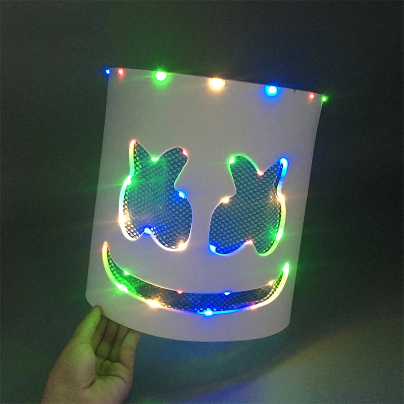 Led Light Up Mask and Gloves DJ Marshmello Head Helmet Light Up Cosplay Head Cover for Men Women Music Festival Halloween props