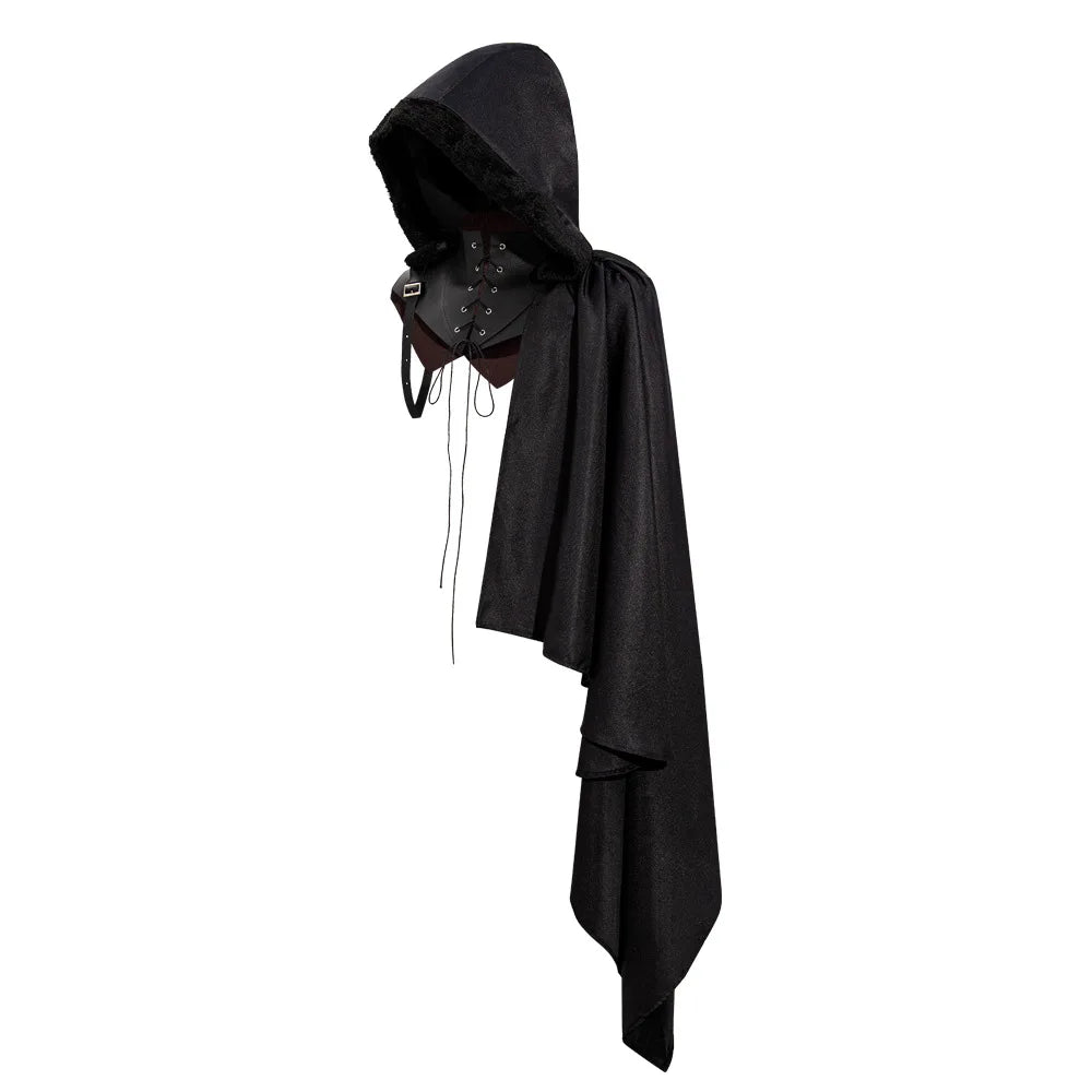 Mens Assassin Halloween Costume Pirate Cosplay Medieval Armor Shawl Cape Gothic SteamPunk Warrior Hooded Cloak Cape