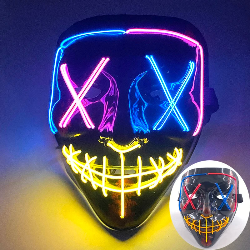 Multi Style Glowing LED Purge Mask Professional Wireless Luminous Party Mask Flashing Decorative Headgear Masker For Halloween