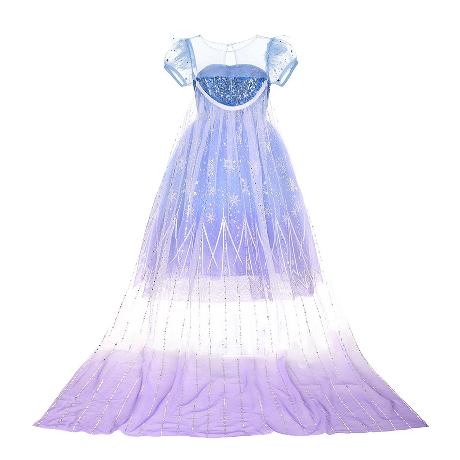 Elsa Girls Dress Frozan Cosplay Costume Princess Dresses Queen Snow Queen Wedding Luxurious With Cloak Carnival Gown Dresses Up