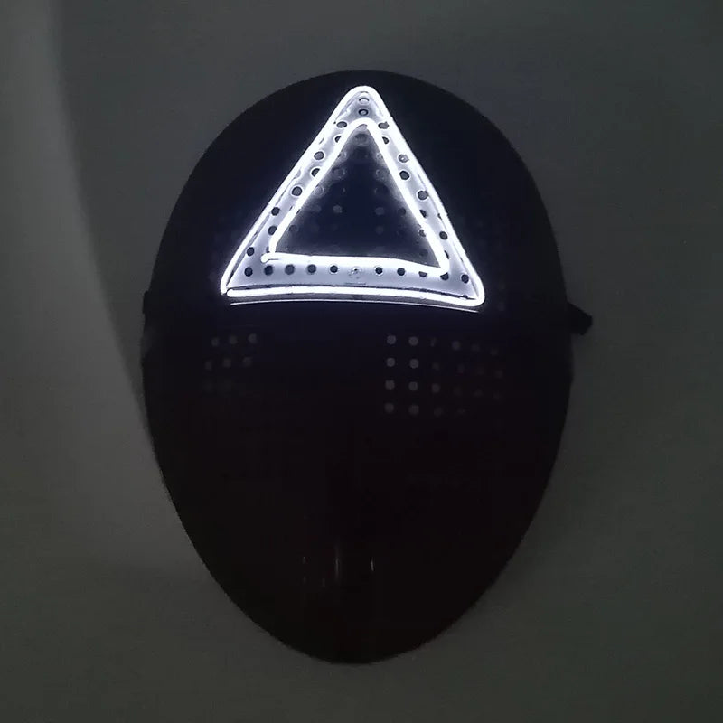 Cosplay Circle Square Triangle Light Up Masks Glowing LED Full Face Mask Disguise Supplies Film Theme Neon Luminous Mask Props