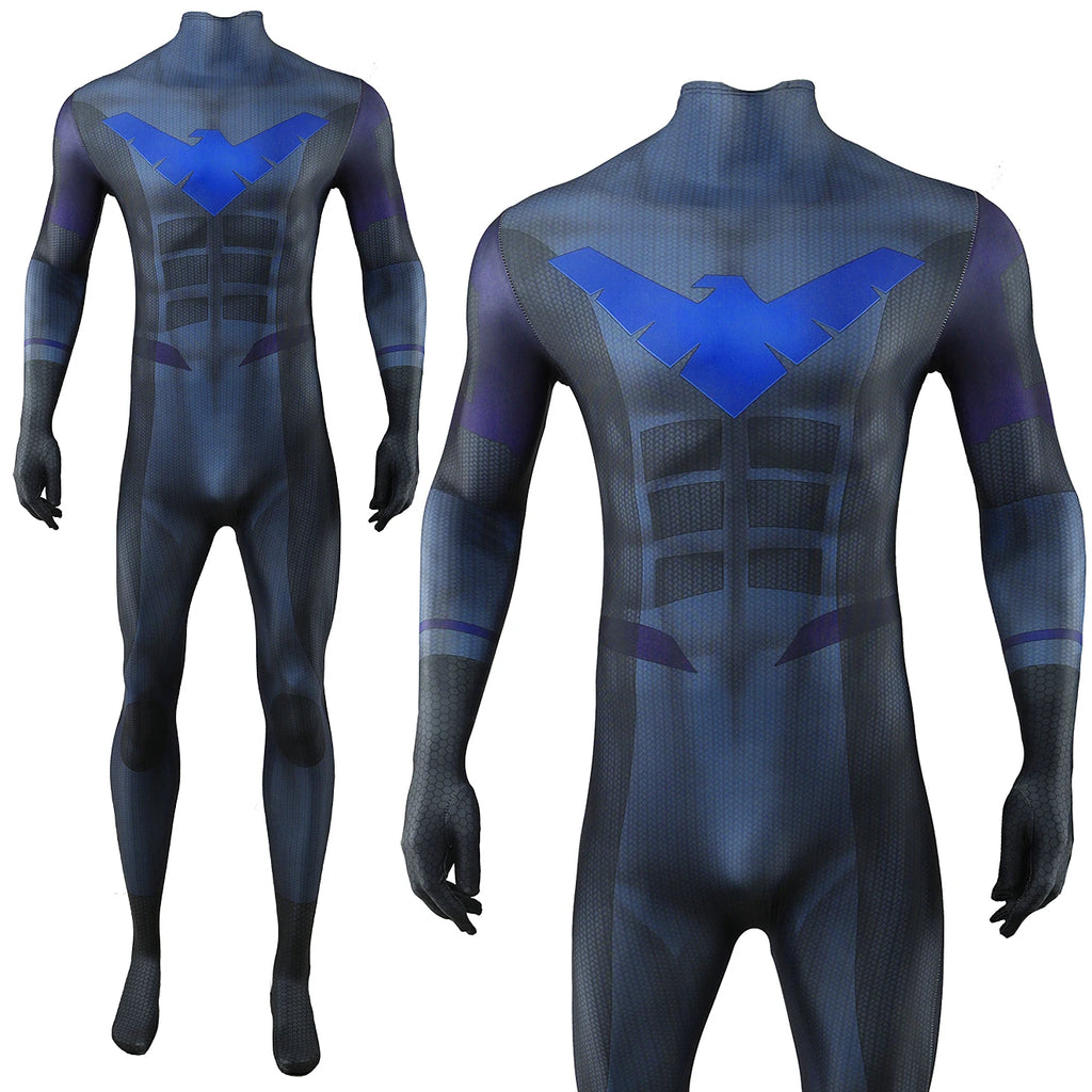 Nightwing Cosplay Costume Spandex Halloween Adults Kids Girls Woman Ladys Superhero Zentai Men Boys Male Bodysuit