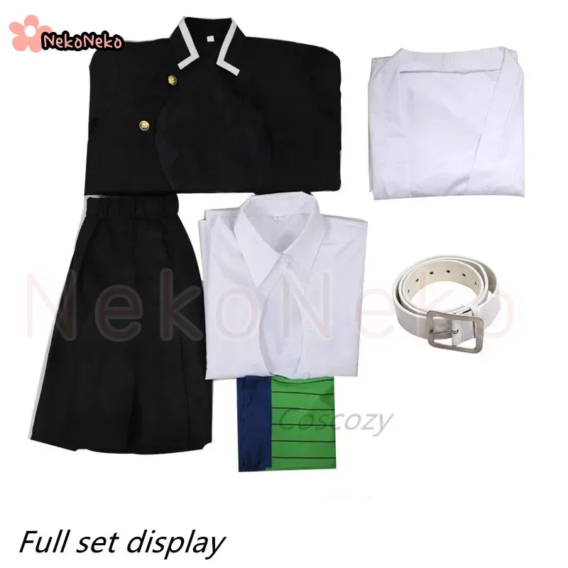 Kanroji Mitsuri Cosplay Costume Wig Anime Japanese Kimono Coat Top Skirts Stockings Halloween Party Outfits Women Girls Full Set