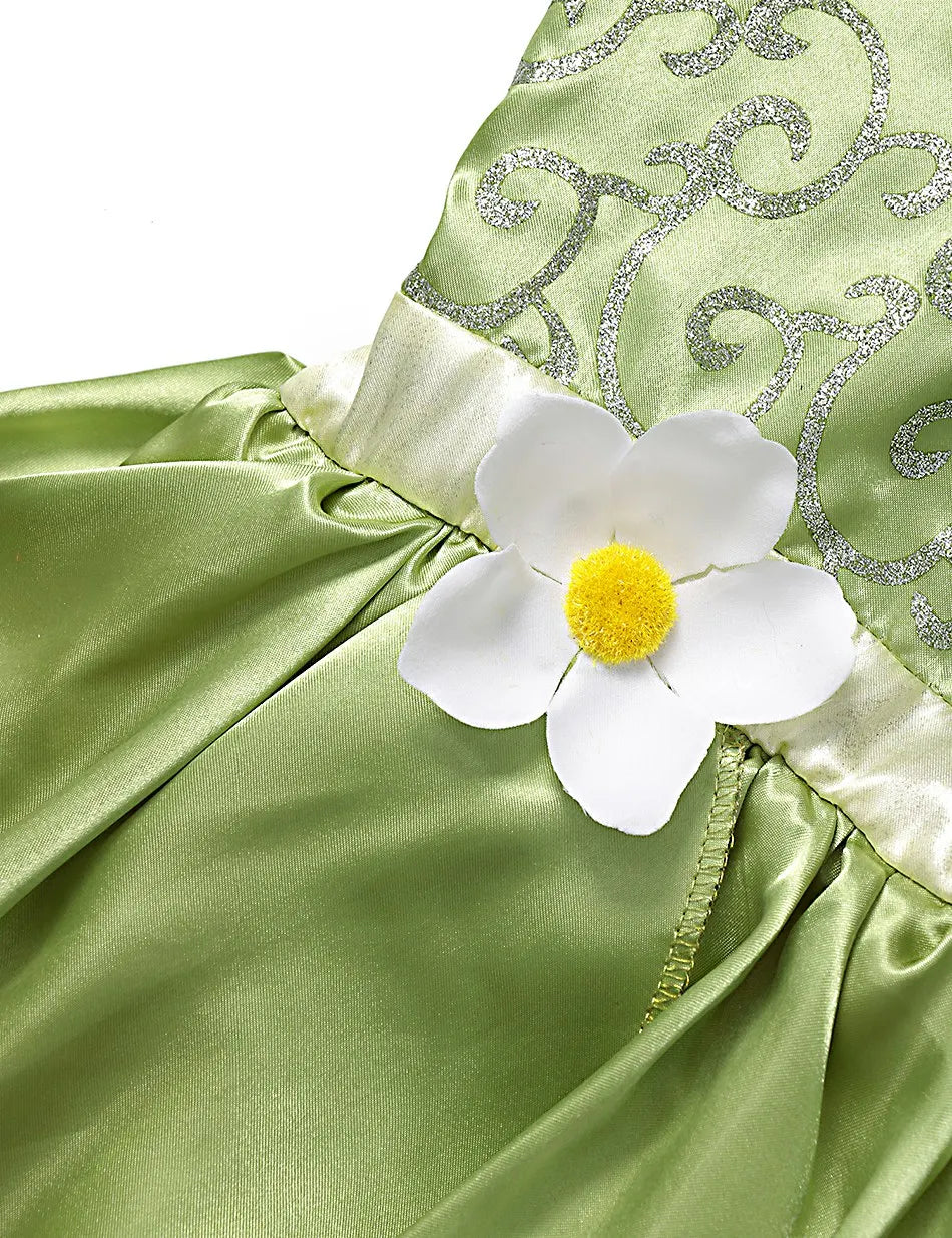 Girls Costume Halloween Costume for Kids Green Fancy Dress Fairy Princess Cosplay Carnival Party