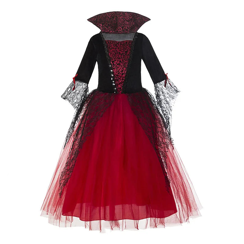 Halloween Costume for Kids Fantasy Vampire Costume Girls Long Tutu Dress Ghost Bride Cosplay Costume Carnival Party Clothes