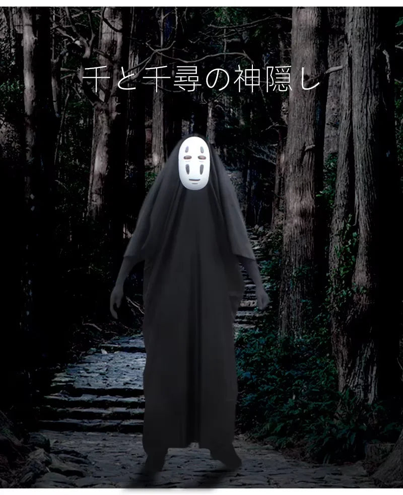 Japanese No Face Man Cosplay Costume Unisex Halloween Anime Carnival Party Adult Clothing Including Ghost Mask Gloves Comic Con