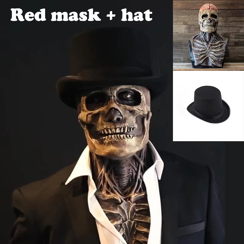 Halloween Scary Skull Mask Halloween Party Carnival Cosplay Prop Novelty Realistic Skull Latex Mask Evil Red Skull Headgear