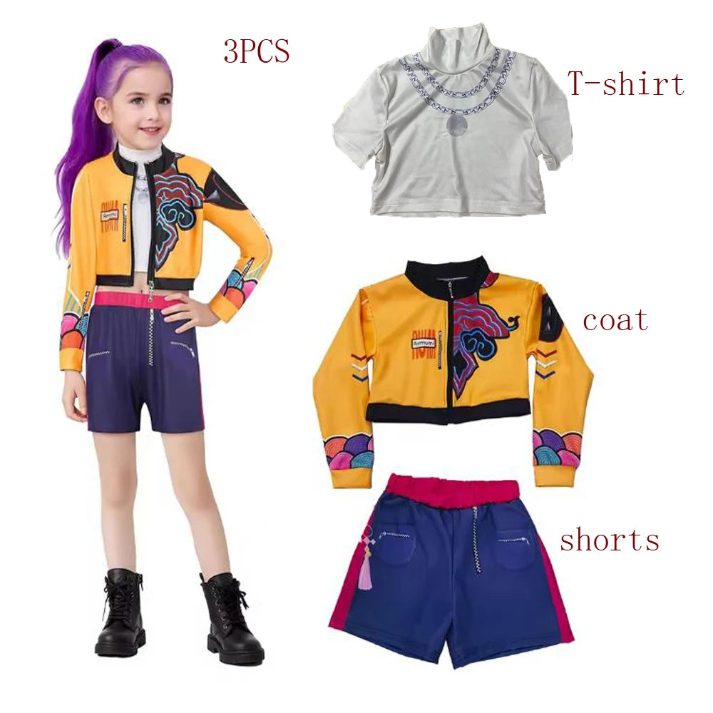 Girls White Golden Zoey Cosplay Girl Group Rumi Kids Costume Mira Outfit Favorite Stage Performance Clothes Halloween Dress Up