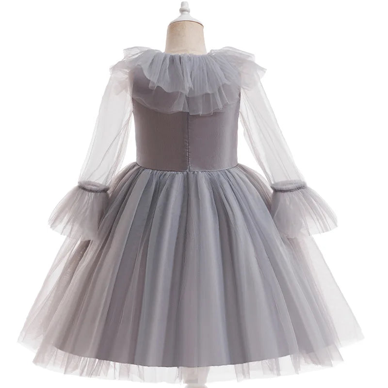 Gray Girls Joker Movie Cosplay Halloween Costume Tutu Dress Creepy Clown Thriller Party Clothes Children Tulle Fancy Party Dress